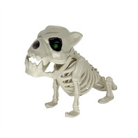 Décoration d'Halloween sur le thème d'un cimetière hanté : Figurine squelette de chien grinçant, figurine canine sinistre en os, accent effrayant pour jardin