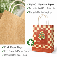 Sacs cadeaux en papier personnalisés pour Noël avec poignées torsadées, sacs shopping en papier kraft pour les fêtes, vente en gros pour l'emballage de cadeaux de détail