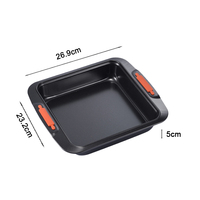 Loyang Kue Persegi Anti Lengket dari Baja Karbon dengan Gagang Silikon Tebal 0.6mm Ramah Lingkungan Aman untuk Oven/Pencuci Piring