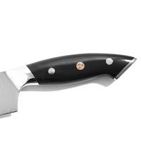 Couteau de cuisine professionnel OEM 7,5'' en acier inoxydable Damas VG10 avec manche en ébène noir, aiguisé, idéal pour cadeau, livré en coffret cadeau