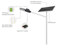 Lampe solaire intégrée 80W LED IP66 étanche, batterie LiFePO4, panneau solaire monocristallin, contrôleur MPPT, 15200 lumens