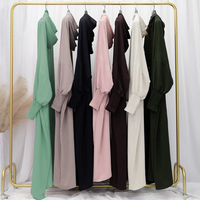 Abaya Musulmane de Qualité Supérieure Couleur Unie pour Femme, Robes Musulmanes Islamiques en Gros avec Hijab et Capuche, Manches Chauve-Souris