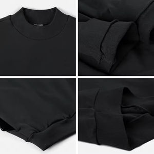 Pull durable à manches longues pour hommes Pull surdimensionné en coton Boxy col montant épaule tombante Logo personnalisé Pull pour un usage quotidien - Product Image 4