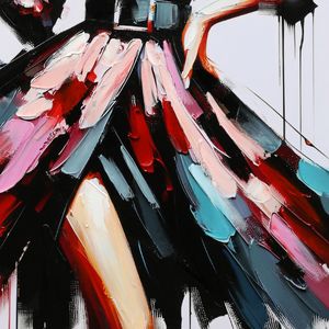 Dipinto a Olio di Donna Elegante, Ritratto di Moda Dipinto a Mano, Figura in Abito Colorato, Arte Murale - Product Image 4