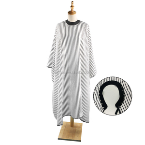 Barbier professionnel imperméable, encolure en Silicone blanc à rayures, Cape <span class=keywords><strong>de</strong></span> <span class=keywords><strong>coupe</strong></span> <span class=keywords><strong>de</strong></span> <span class=keywords><strong>cheveux</strong></span>, tablier en Polyester, Cape <span class=keywords><strong>de</strong></span> <span class=keywords><strong>coupe</strong></span>, fermeture réglable pour Salon - Product Image 1