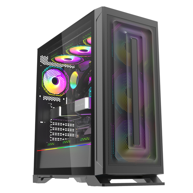 New Design E-ATX RGB Gaming Desktop Panoramic Tempered Glass Computer Case & Tower Tempered Glass Full Gamer Pc Towers