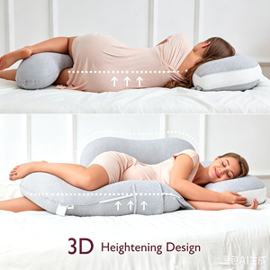 Almohada de embarazo de cuerpo completo transpirable con soporte para espalda y torso, funda de tela refrescante extraíble, cojín de maternidad para dormir, stock de fábrica - Product Image 5