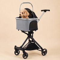 Poussette pliable pour animaux de compagnie en aluminium aéronautique, étanche, avec panier détachable, roues pivotantes et double frein, OEM
