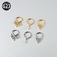 Anneau segmenté articulé en titane 16G G23 ASTM F136 pour septum, clicker, piercing de nez, cartilage, hélix, tragus, daith, bijou de corps