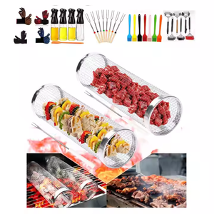 NB lehine yuvarlak barbekü haddeleme izgara sepeti açık barbekü sigara kafes ahşap saplı Metal (çelik demir) aracı kutu içinde paketlenmiş - Product Image 6