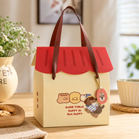 Boîte cadeau en carton en forme de maison de dessin animé mignonne pour biscuits, pâtisseries, anniversaires, fêtes, emballage portable, vente en gros