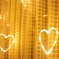Guirlande lumineuse LED en forme de lune étoilée, décoration d'ambiance en forme de cœur, étoile à cinq branches, guirlande lumineuse colorée pour cour extérieure