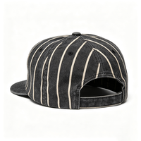 Casquette de baseball déstructurée à rayures verticales de haute qualité avec logo brodé personnalisé, 5 panneaux, en coton lavé, style pinstripe sport