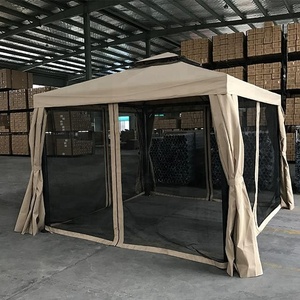 Marco de aluminio resistente glorieta Roma 3x3M con cortinas de poliéster - Product Image 1