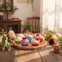 Bougie artisanale en cire de soja en forme de dessert, crème fouettée, parfumée aux fruits, dans un verre, pour la décoration intérieure, cadeau, vente en gros