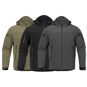 Veste tactique softshell pour homme, extensible dans 4 directions, légère, résistante à l'eau, à capuche, pour la randonnée <span class=keywords><strong>en</strong></span> plein air, 10 poches, OEM - Product Image 1
