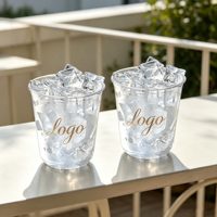 Gobelets en plastique PET transparents jetables pour thé glacé, café, avec logo personnalisé, 8/10/12/16/24 oz, en forme de U, 90 mm, avec couvercles