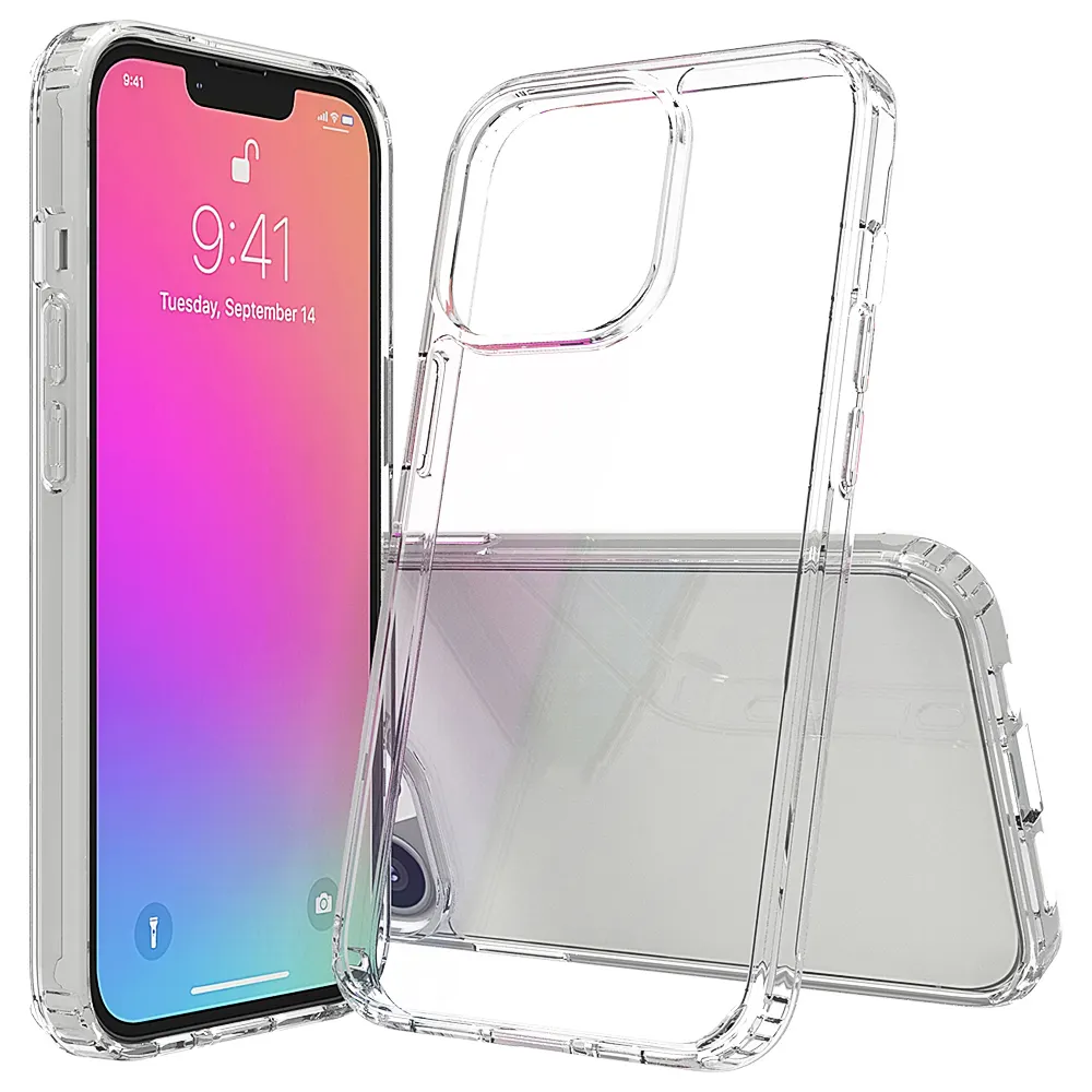 Tpu + acrylique sans fil charge coque de téléphone transparente pour iPhone 13 pro max couverture arrière antichoc anti-rayures coque de téléphone