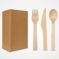 Nouvelle conception moderne de couverts jetables biodégradables en bois, cuillère/ Fourchette/ Couteau écologiques pour le camping