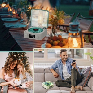 Aqua Vinyl Retro Bàn xoay Loa Môi Trường Xung Quanh Đèn Có Thể Sạc Lại Xách Tay Trắng Tiếng Ồn Ngủ Viện Trợ Âm Nhạc Loa Với Đồng Hồ Kỹ Thuật Số - Product Image 5