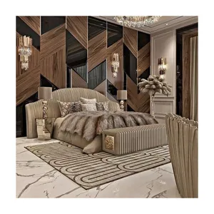 최고급 이탈리아 멋진 빅 럭셔리 킹 사이즈 침대 플리트 아름다운 퀸 스타일 더블 가죽 침대 빌라 펜트 하우스 침실 선택