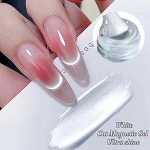 Esmalte de Uñas Magnético Ojo de Gato Blanco Plateado, Ultra Brillante, Removible con UV, Gel Espejo, Barniz Magnético para Navidad - Product Image 1