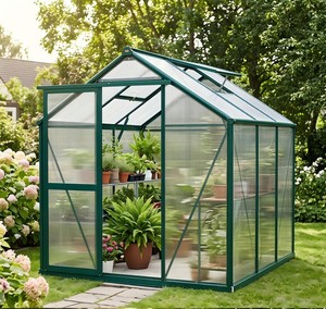 Serre en aluminium 6x6 pieds avec panneaux en polycarbonate, résistante à la rouille, <span class=keywords><strong>pour</strong></span> jardin toute saison, montage facile - Product Image 1