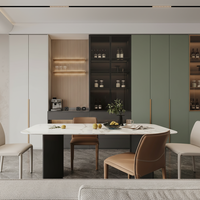 Buffet de salle à manger moderne et minimaliste, meuble de rangement intégré sur mesure avec présentoir à vin