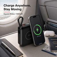 Montre connectée 10000mAh avec chargeur rapide PD 22.5W, batterie externe intégrée, câble Type-C, écran LCD numérique, chargeur sans fil magnétique 2.5W