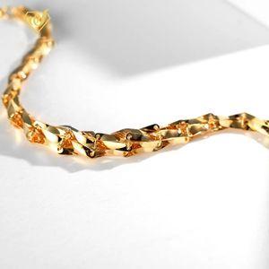 Xinfly 18K Pure Gold Color Real Gold Jewelry Chain Classic Style Fashion <b>Bracelet</b> for Party or Religious Occasions - Product Image 4