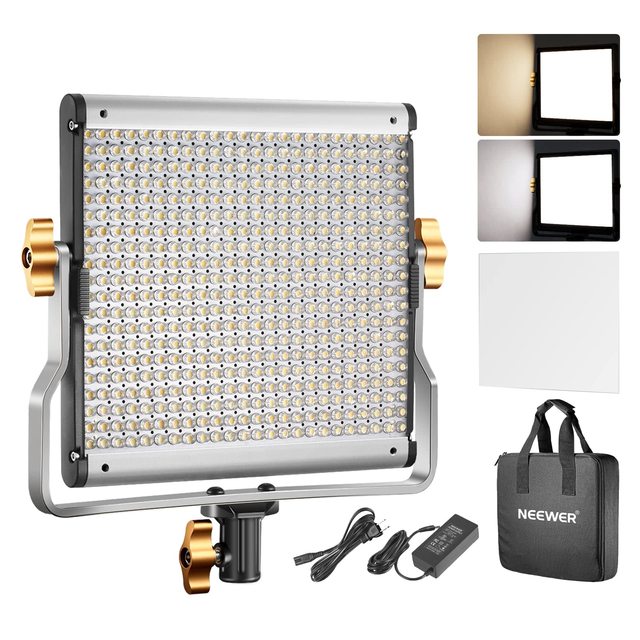 Neewer 480 Led Beads Video Photography Lighting Kit 3200-5600k Cri 96+ Dimmable Bi-color Led With U Bracket Video Light