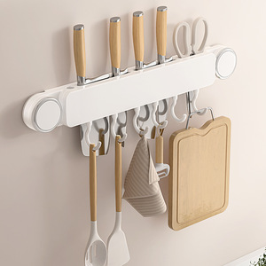 Suction Cup Knife Holder Wall Mounted Kitchen Utensil Rack Spoon Spatula Storage <b>Shelf</b> Plastic Organizer - Product Image 5