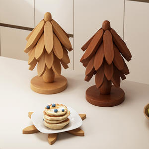 Set de table rond en bambou, couleur unie, isolant thermique, pour usage domestique, résistant aux hautes températures, pour casseroles, tasses et plats. - Product Image 2