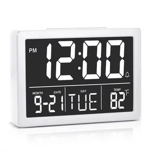 Jam temperatur kalender Digital, jam temperatur dalam/luar ruangan, Jam Alarm dengan tombol Snooze
