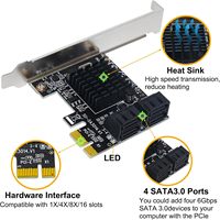 Tarjeta PCIe SATA de 4 Puertos, Adaptador Controlador SATA 3.0 de 6Gbps con 4 Cables y Soporte de Perfil Bajo para PC de Escritorio, Windows, Linux, Mac