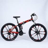Vélo de montagne pliable à suspension intégrale de 26 pouces, 21 vitesses, frein à disque, roue à dix rayons intégrée, vélo tout-terrain pliable pour adultes