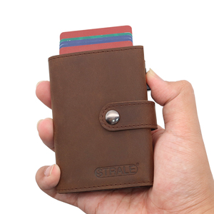 Precio al por mayor diseño libre personalizar Logo 100% genuino <span class=keywords><strong>vaca</strong></span> ocultar Crazy Horse billetera de cuero para los hombres - Product Image 5