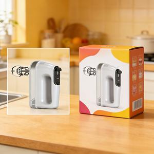 Batteur à œufs numérique portable 6650, 200W, 6 vitesses, avec bouton d'éjection, blanc, mixeur électrique pour usage en cuisine - Product Image 2