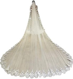 Veli da sposa lunghi vintage 2024 a uno strato <span class=keywords><strong>con</strong></span> applicazioni in pizzo e pettine, <span class=keywords><strong>accessori</strong></span> <span class=keywords><strong>per</strong></span> <span class=keywords><strong>capelli</strong></span> - Product Image 2