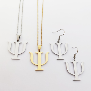 Pendientes Colgantes Personalizados de Psicología, Acero Inoxidable con PVD de Oro de 18K, Símbolo Psi Psíquico, Joyería, Regalo para Psiquiatra/Psicólogo - Product Image 5