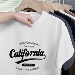T-shirt <span class=keywords><strong>da</strong></span> uomo casual <span class=keywords><strong>a</strong></span> maniche corte girocollo in cotone pettinato puro stile americano Acme <span class=keywords><strong>M</strong></span> T 1 200g, vestibilità aderente, stampa trendy - Product Image 3