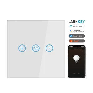 Vente en gros tuya smart wifi app control royaume-uni ue led gradateur tactile verre trempé gradateur lumière interrupteur mural