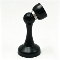 Windsgo Butée de porte magnétique en acier inoxydable noir mat, fixation au sol, robuste 304, avec embout sphérique, plaque de butée pour portes en bois