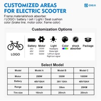 Vélo électrique de ville OBX EB26 1000W 48V15AH, pneus larges de 26 pouces, vitesse de 28 mph, 7 vitesses, double amortisseur, moteur électronique sans balais
