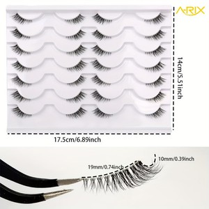 A-RIX Premium Clear Band Half Lashes Wispy <b>Cat</b> Eye Accent Eyelashes Natural Short Corner Lashes 14 Pairs Pack Private Label - Product Image 2