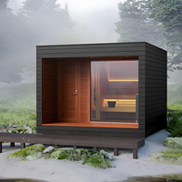 Sauna Exterior de Alta Calidad para 6 Personas, Madera Sólida de Hemlock, Diseño Moderno, Función de Vapor Húmedo, Panel de Control Computarizado, Ventanas de Techo