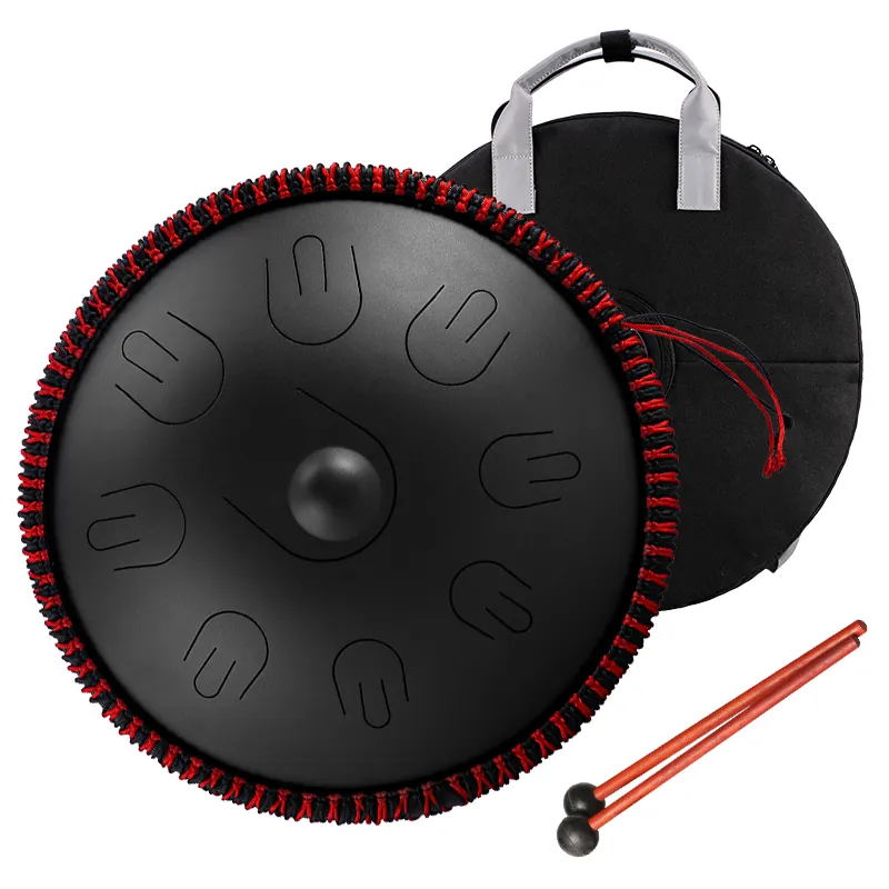 Hluru vente en gros 9 Notes 14 pouces Handpan réservoir tambour Instruments de musique avec sac de renflement tambour de langue en acier TAH