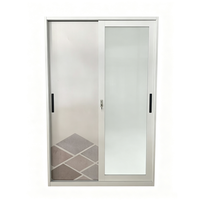 Lemari Pakaian Modern Desain Cetak, Almari Baja Pintu Geser, Kabinet Cermin, Lemari Logam, Penyimpanan Pakaian