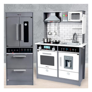 Jouets pour enfants 2023 Nouveau design Grande <span class=keywords><strong>cuisine</strong></span> <span class=keywords><strong>en</strong></span> <span class=keywords><strong>bois</strong></span> électronique blanche pour filles Enfants avec lumières et sons - Product Image 1