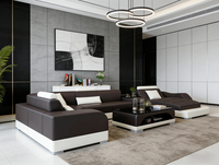 Juego de Muebles de Sala de Estar, Sofá Moderno para 3 Personas, Sofá de Cuero Reclinable, Sofá Modular de Lujo, Sofá de Esquina